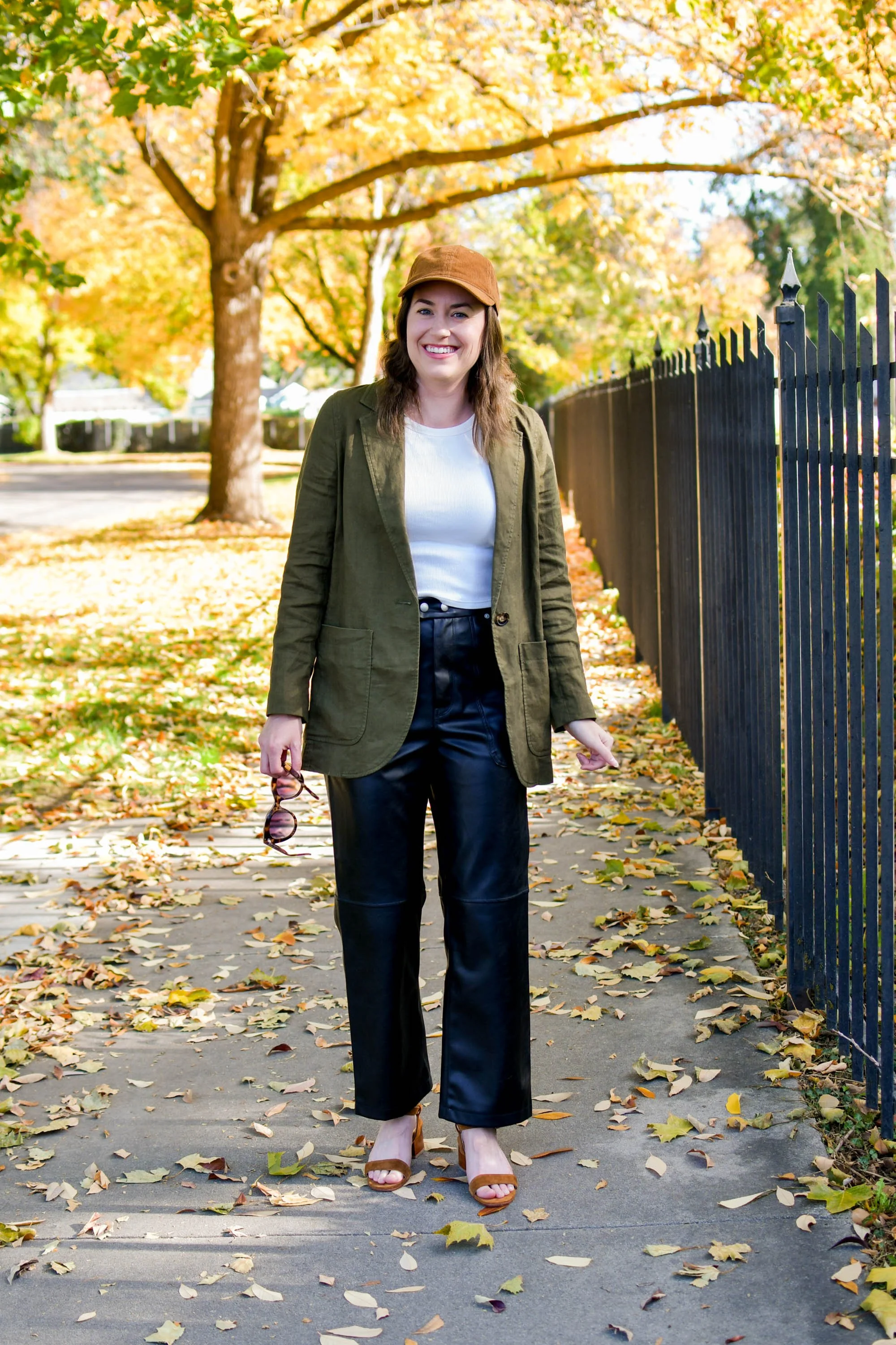 Women wearing leather best sale pants